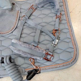 Cabezada cuadra con ramal HKM Sports Equipment Rosegold Glamour color gris/rosegold TALLA COB - Imagen 2